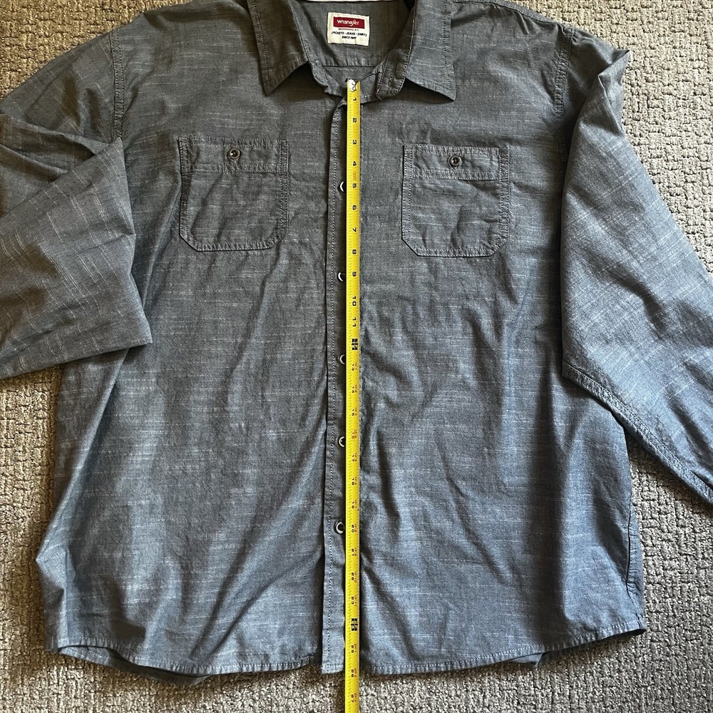 Wrangler Men's 3XL‎ Light Gray Long Sleeve Button-Down Cotton Shirt RN130274 - Picture 5 of 13